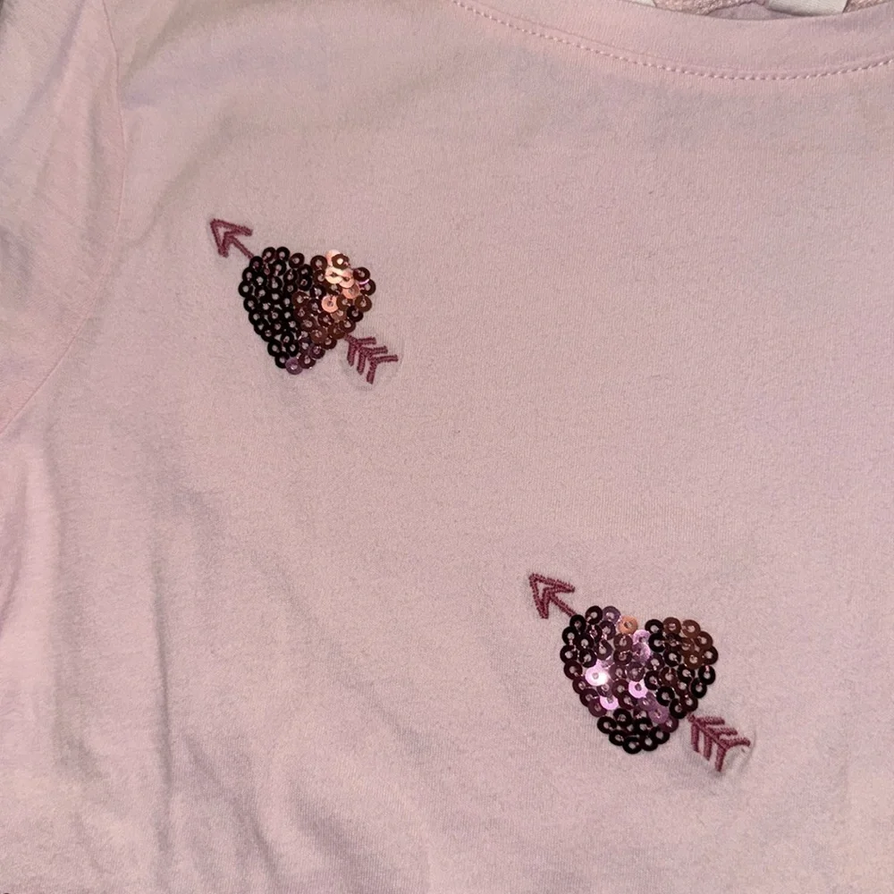 Gap kids girls sequined heart embellished pink T-shirt sizes M (8) & L (10) NWT